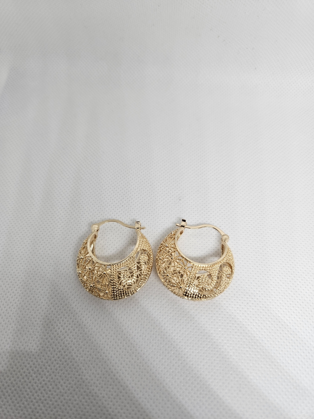 Gold Filigree Hoop Earrings - Elegant Women Jewelry